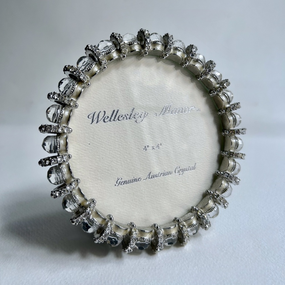 Vintage Wellesley Manor Velvet backed Picture Frame with Clear Austrian Crystals